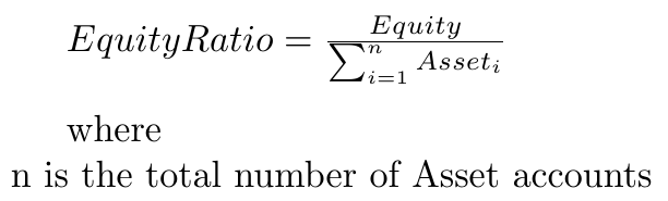 Equity Ratio = Equity / Assets